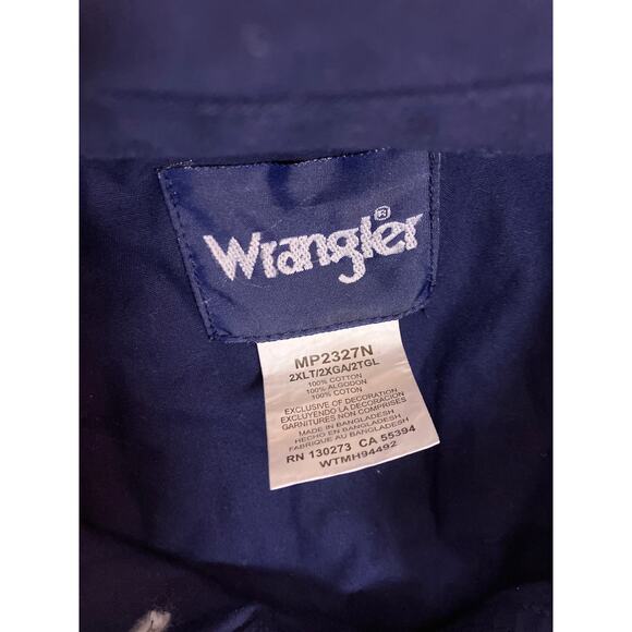 Mens Wrangler Embroidered Logo 2XLT Button Down Shirt Western Style Long Sleeve - Picture 3 of 6